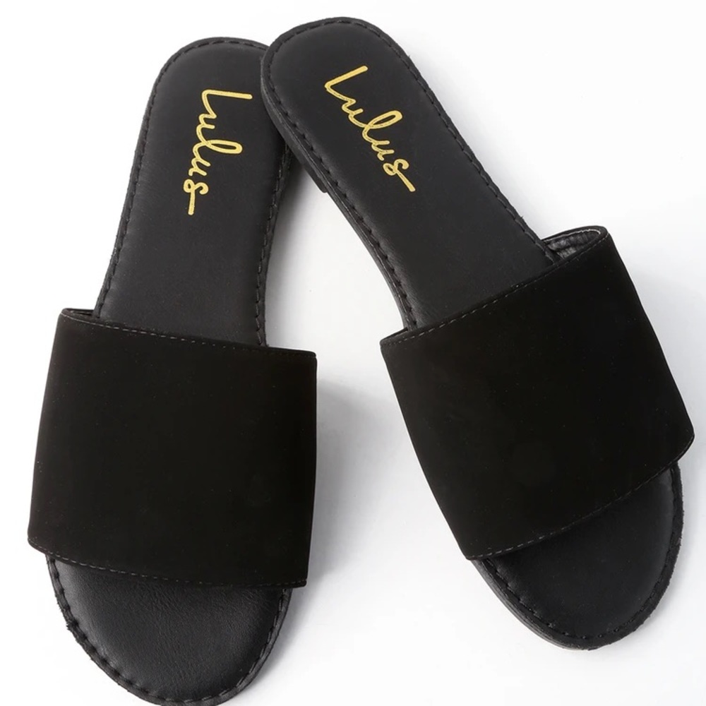 Addison Black Nubuck Slide Sandals